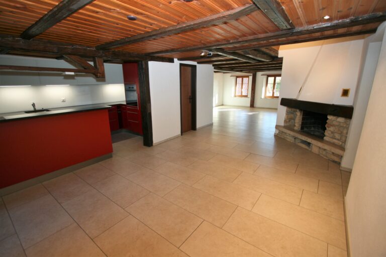 Essbereich mit Kueche Cheminee